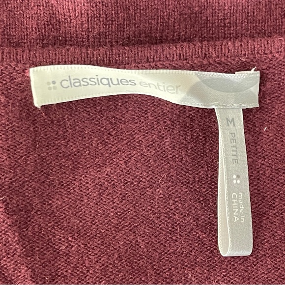 Classiques Entier Maroon Dark Red 100% Cashmere V-Neck Sweater Size MP - Picture 8 of 10